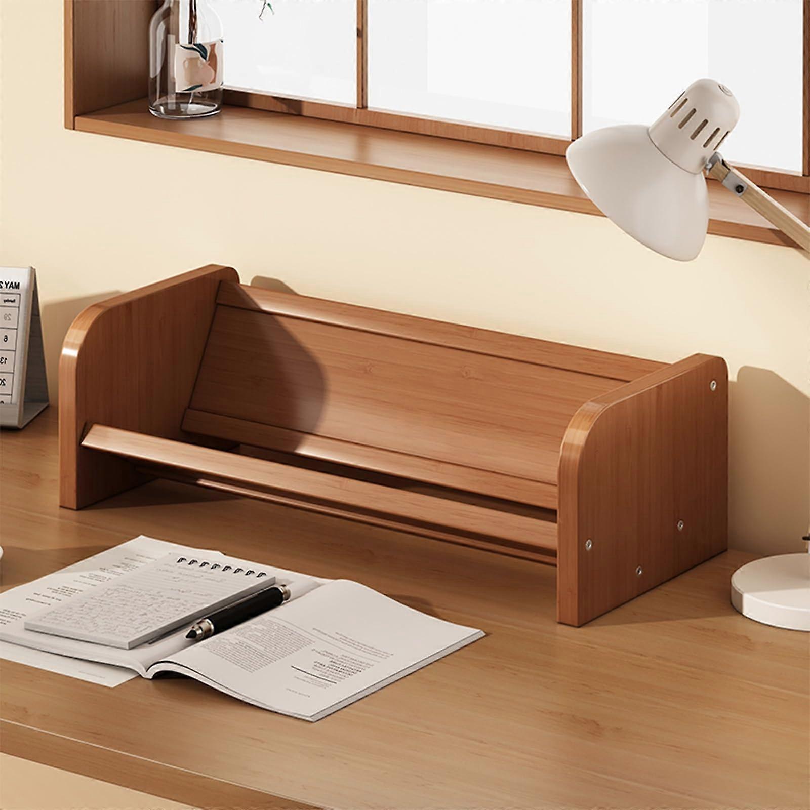 Bamboo Desktop Organizer with Adjustable Shelf, SpaceSaving Storage for Office or Study Desk