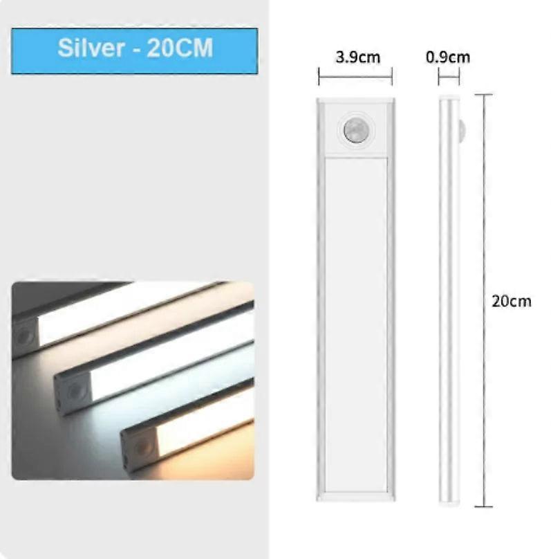 Motion Sensor Led Cabinet Light Usb Rechargeable 3-color For Kitchen Wardrobe