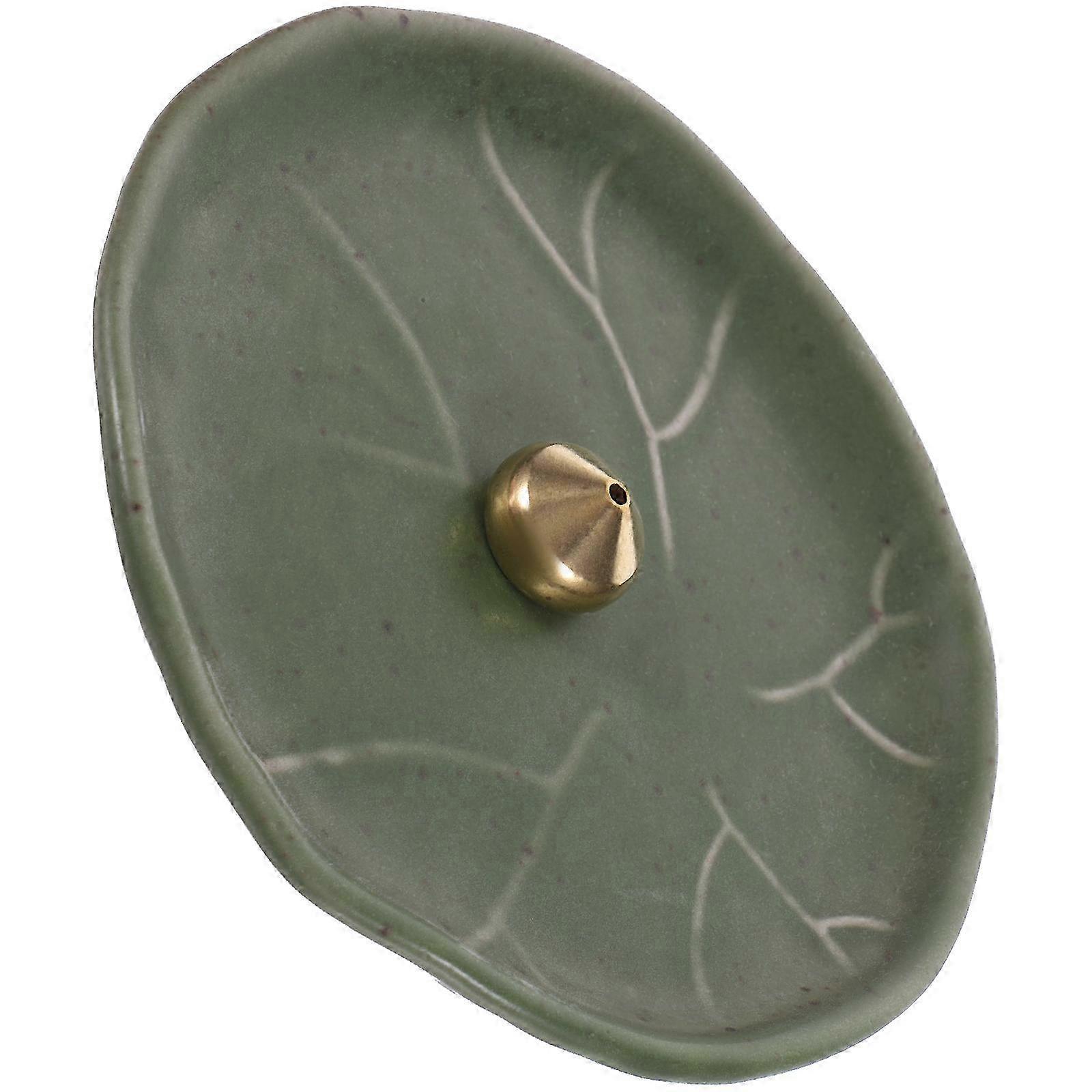 Lotus Leaf Ceramic Incense Burner for Home Decoration 1Set