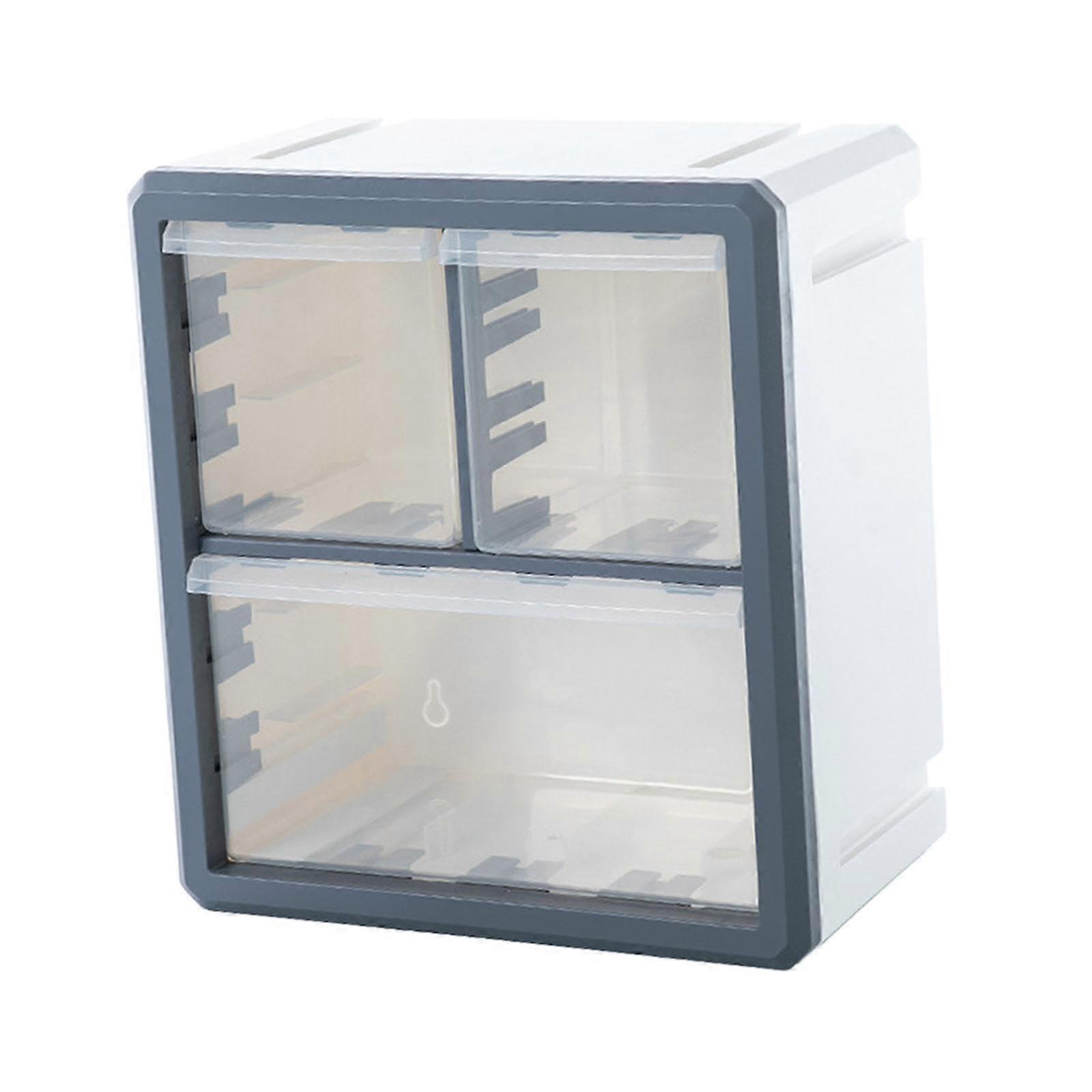 Mini Drawer Organizer for Desk with Stackable 3 Compartment Storage Box for Jewelry and Beads