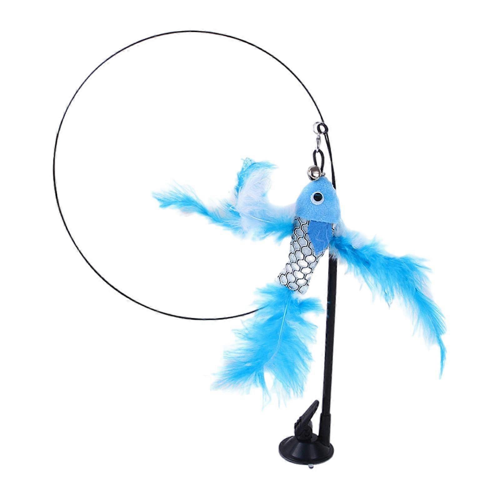 Interactive Cat Toy with Suction Cup Base and Replaceable Feather Wand for Indoor Cats