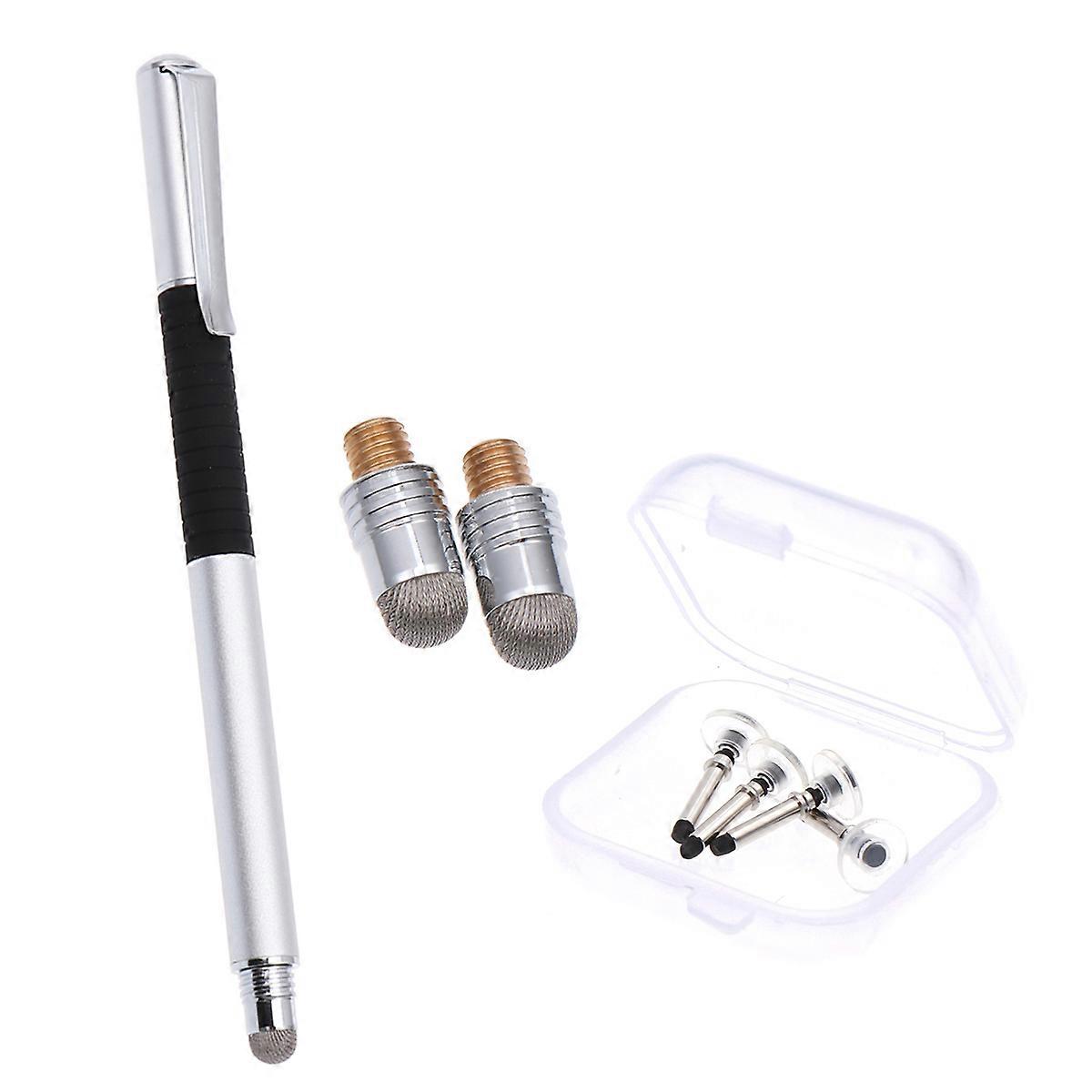 Writing Tool 5Pcs Capacitive Stylus with Replacement Tips Silver Set