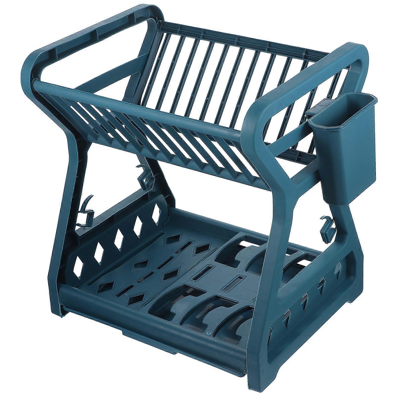 Cup Holder and Dish Drainer Multifunctional Kitchen Rack 1 Piece Green