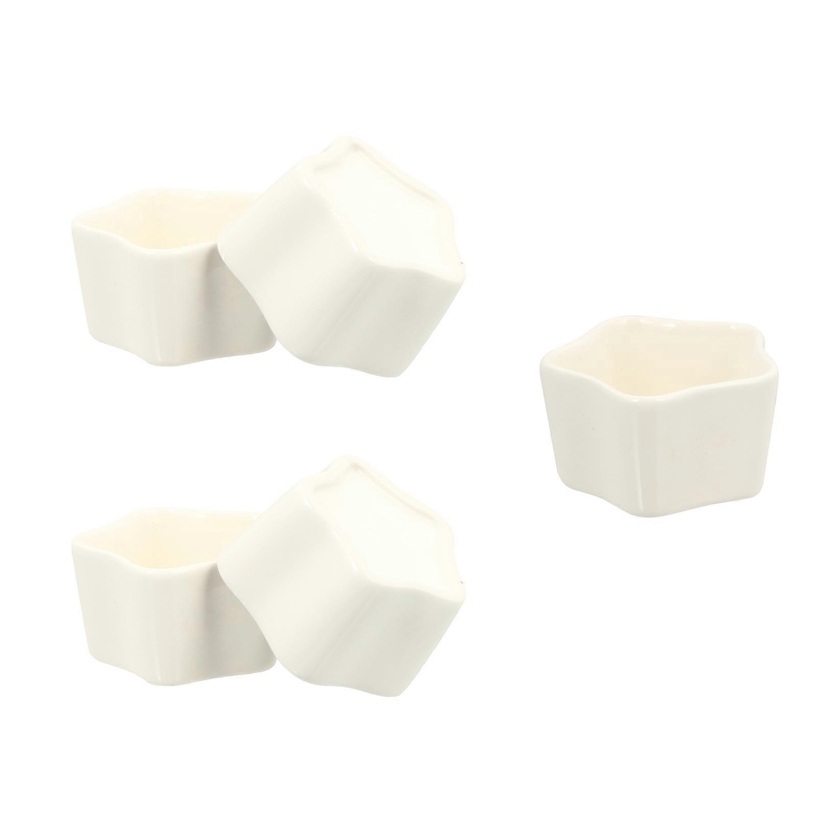 Baking Mold Ceramic Mousse Cup for Dessert Baking Use 5Pcs White Cups