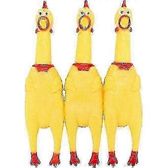 3 Pack Screaming Chicken Dog Toys,yellow Rubber Squaking Chicken Toy Novelty And Durable Rubber Chicken For Dogs 2025 Edition 0131