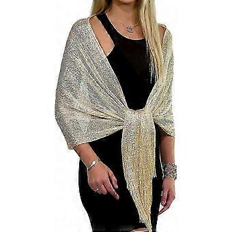 Eleganter goldener Fransenschal, Schal, Stola für Damen, Abendkleid, leichtes Strandtuch