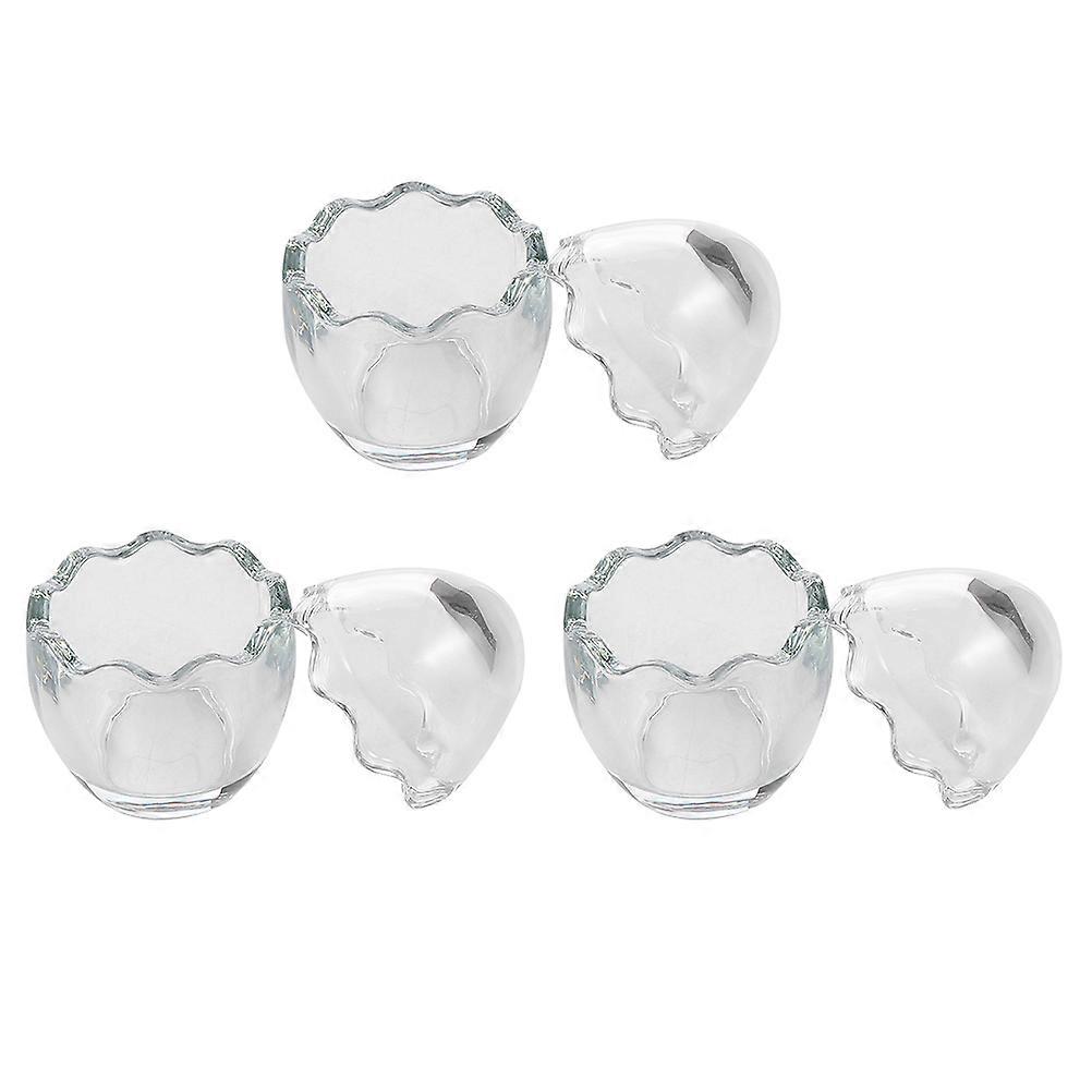 Transparent Glass Pudding Cups for Dessert Making 6Pcs Eggshell Shape Cups