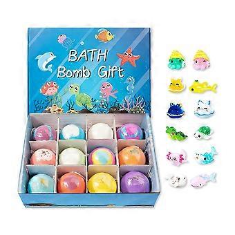 Pack Of 12pcs Surprise Bath Ball With Hide Animal Toy Easter Gift For Kids Fun Color Changing Bubble Experiences Multicolor