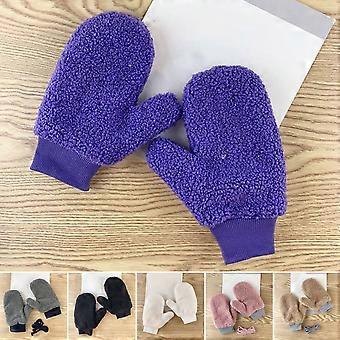 1 Paar gestrickte Fäustlinge, elastisch, winddicht, extra dick, einfarbig, strapazierfähig, warm, mit Polyesterfleece gefüttert, Damen-Winterhandschuhe