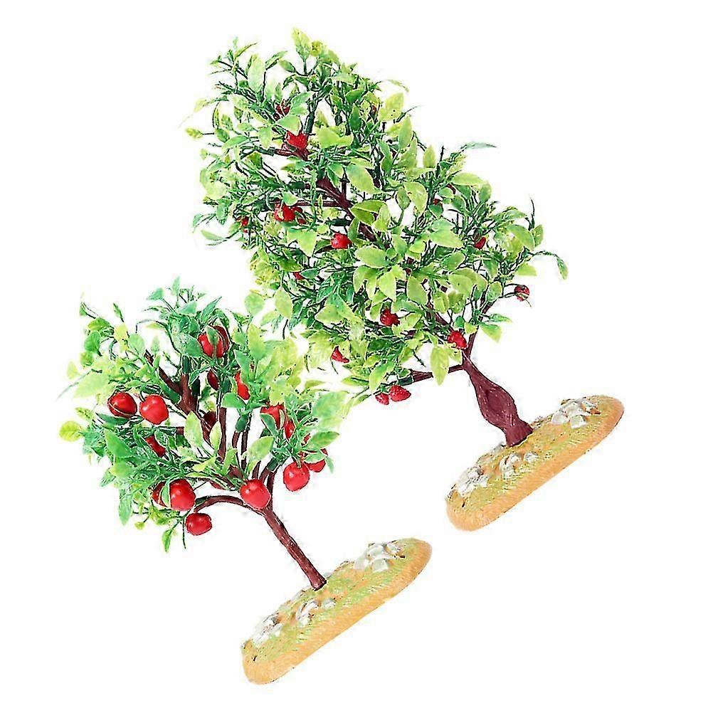 Simulation Fruit Tree Model for Decor 2Pcs Realistic Small Trees Plastic Miniature