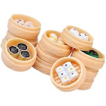 Miniature Food Toy Steamed Buns Model for Decoration 12Pcs Assorted Color Resin