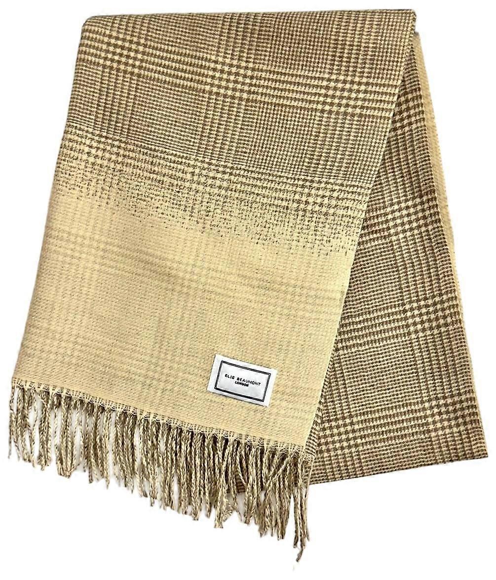 Elie Beaumont Dissolving Checks Winter Scarf - Sand/Ivory
