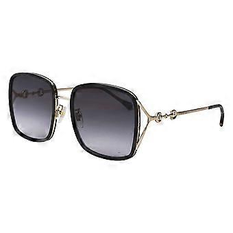 Gucci GG1016SK Asian Fit 001 Vollrand-Sonnenbrille für Damen, quadratisch, glänzend schwarz, UV2 Original