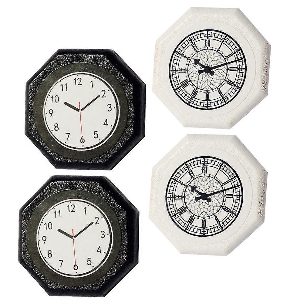 4pcs Doll House Mini Wall Clock Simulation Miniature Clock Accessories Miniatures