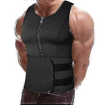 Men's Neoprene Sauna Sweat Zipper Corset Waist Trainer Vest, Body Shaper Compression Workout Tank Top for Fitness Enthusiasts - MXBC_uisad