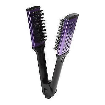 Clamp Flat Brush, Straightening Comb for Hair, Double-Sided Hair Straightening Detangling Rail Comb for Fine, Thick Natural Hair
