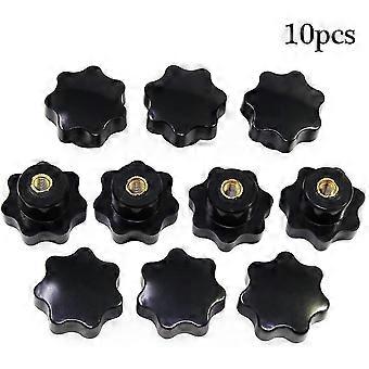 10 stks zwarte plastic stervormige M8 hoofd vrouwelijke draad klem knop vormige handgreep handgreep grip voor gereedschapsmachine