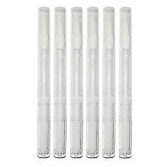 Transparent Pens Empty Nail Oil Pen for Holding Use Brush Tip 6Pcs