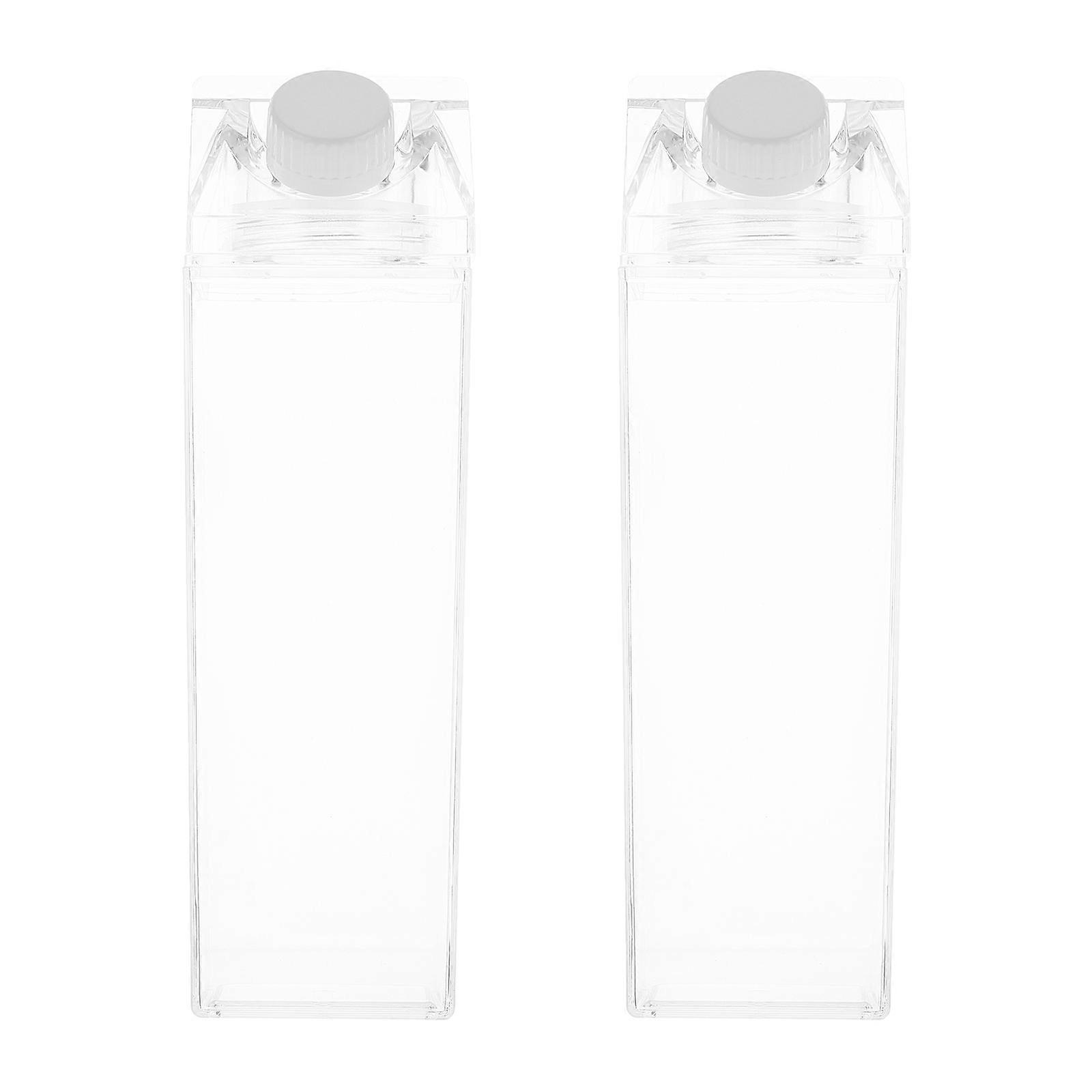 2 Pcs Plastic Milk Cup Drinking Cup Transparent Storage Container(500ml)