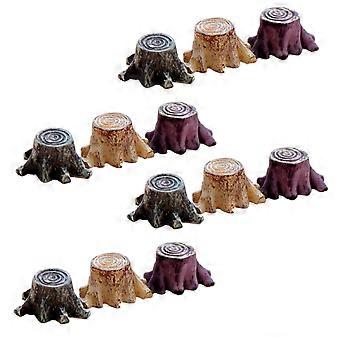 12Pcs Artificial Mini Root Stump Resin Tree Stump Decoration (Random Color)