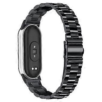 Metal Watch Band Compatible For Xiaomi Smart Band 10 / 9 / 8 Stainless Steel Three-Bead Chain Strap