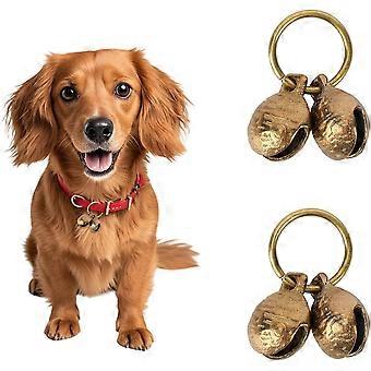 Two pairs of extra-loud brass dog bells, 18mm brass bells, collars suitable for small dogs and cats, with a vintage charm, and can be used as a track