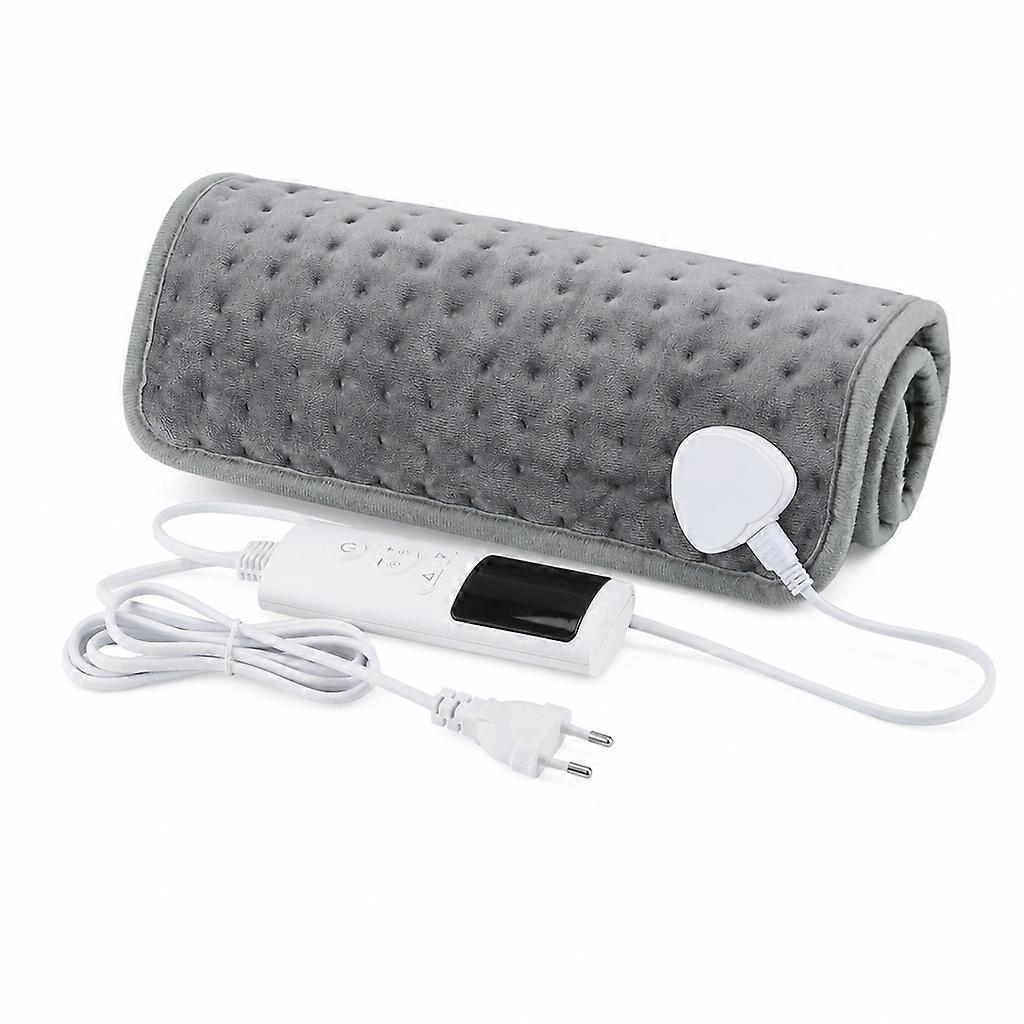 Grey Heating Pad with US Plug, 9 Heat Settings and 4 Timer Settings-QL