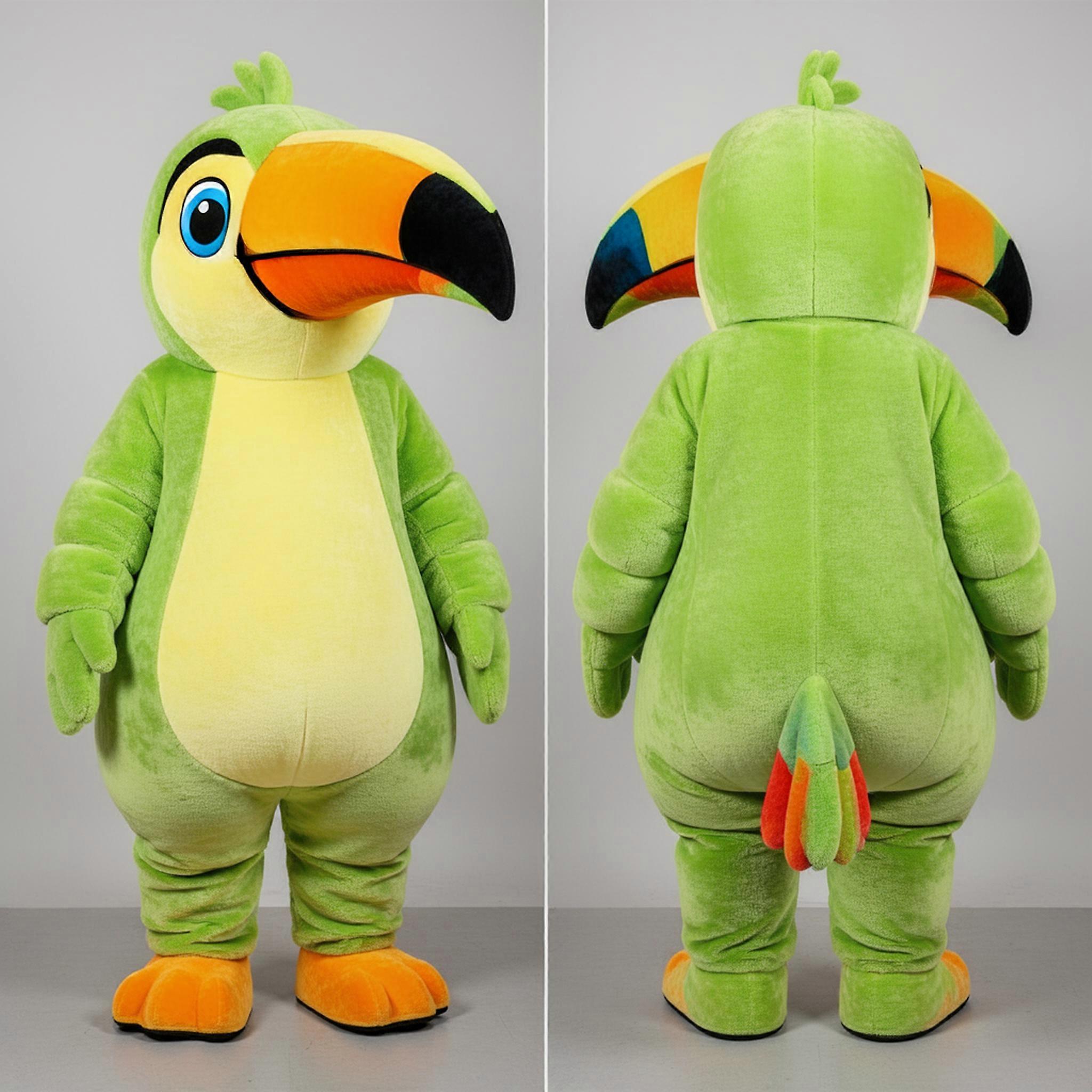 MASTICOT Lime Green Vibrant Toucan Mascot