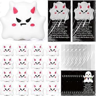 Junkin 30 Set Halloween Ghost Stress Ball Gifts with Greeting Cards | Halloween Devil Squeeze Ball Toys, Cute Stress Relief Fidget Toys Bulk, Inspir