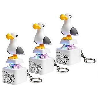 3PCS Seagull Button Keychain USB Rechargeable Stress Relief Sound & Light Seagull Fidgets Office Desk Stress Reliever