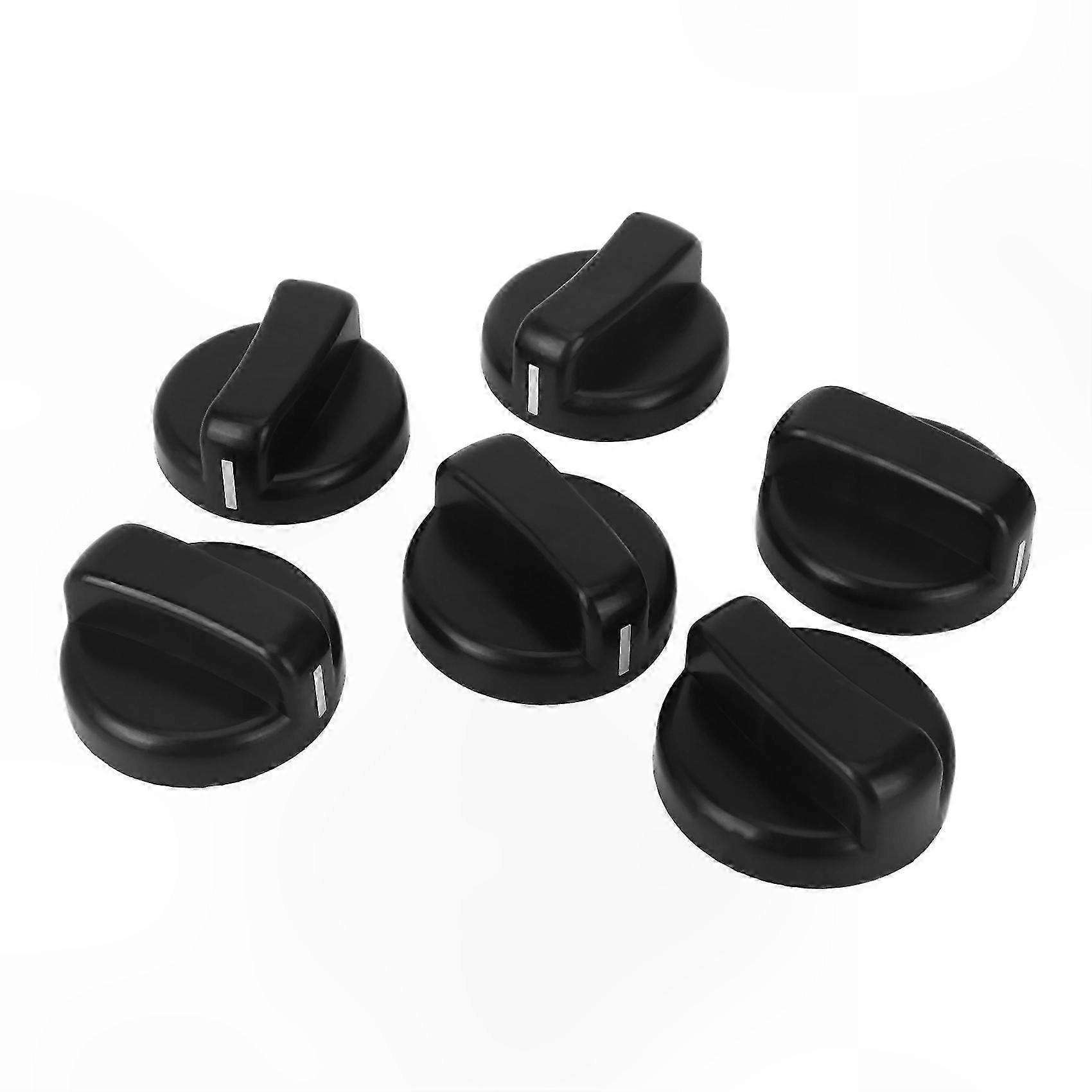 6-Pack Black Plastic Stove Control Knobs for Kitchen Cooktops