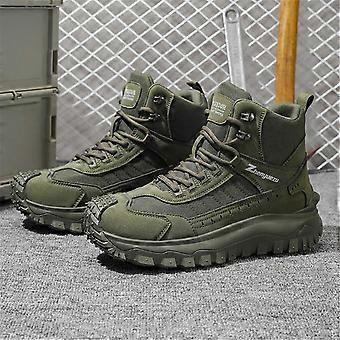 Men High‑Top Hiking Boots Lace‑Up Non‑Slip Wear‑Resistant Rubber Sole Outdoor Trekking Mountain Climbing Tactical Ankle Shoes