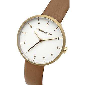 Karen Millen kvarts analog kvinne klokke med KM135TG syntetisk Lær armbånd