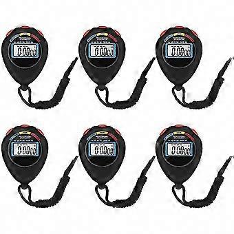 Coaches & Referees: 6-Pack Black Electronic Digital Sport Stopwatch Timer with Multi-Function Large Display, Date, Time, Alarm