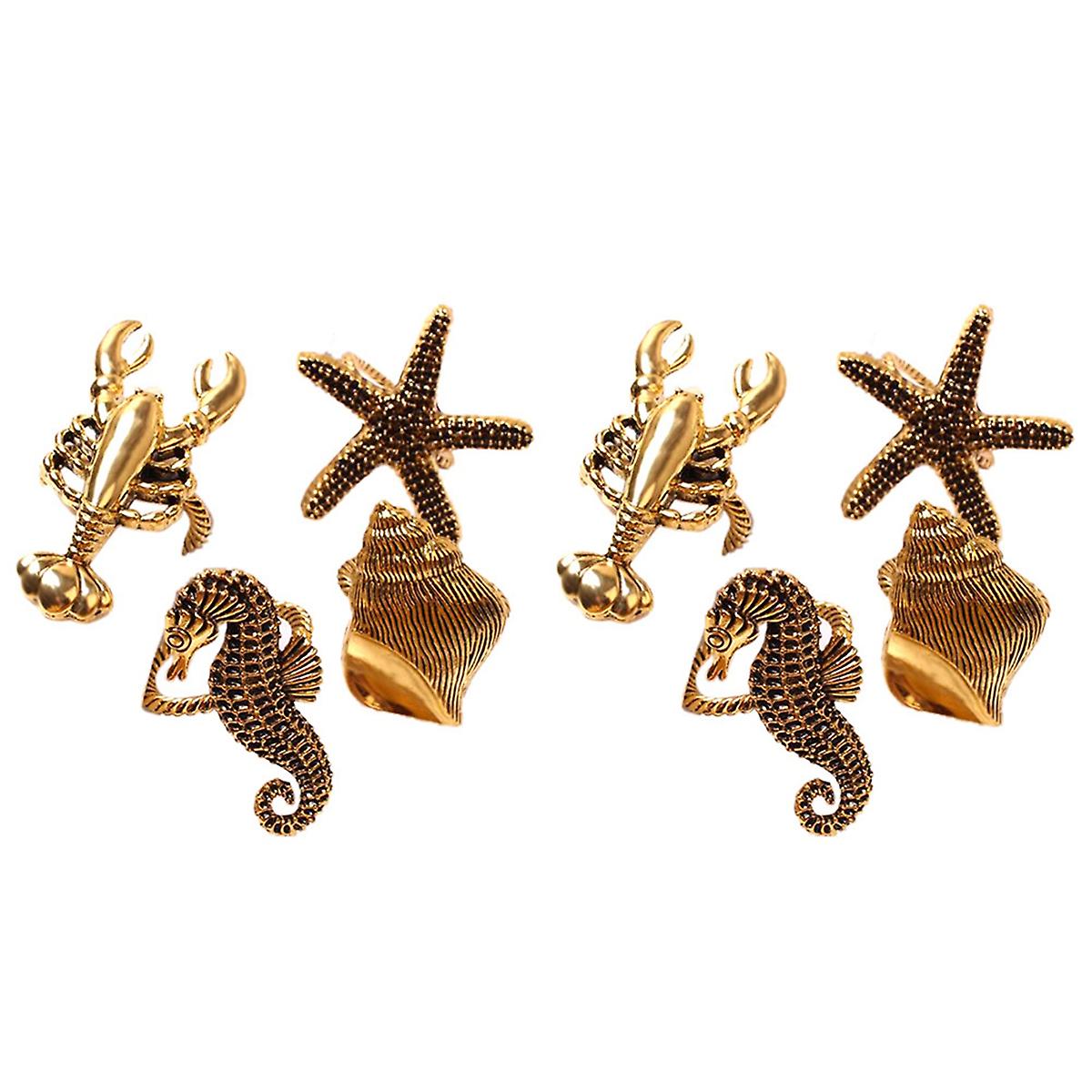 8Pcs Series Shells Hippocampus Ring Model Room High-End Hotel Buckle Ring Dining