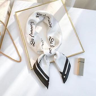 27.5 x 27.5 Women Square Silk Like Hair Scarf Head Sleeping Wrap Satin Headscarf, ZM01 White-17