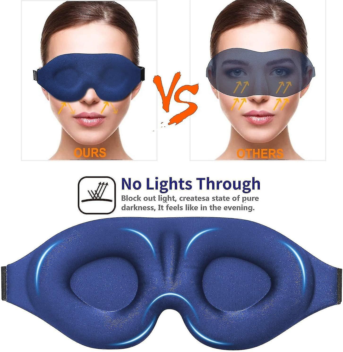 Sleep Mask For Women Men, 100% Blockout Light Eye Mask For Sleeping 3d Contoured Blindfold, Upgraded Eye Cover With Adjustable Strap, Eye Pillow Soft