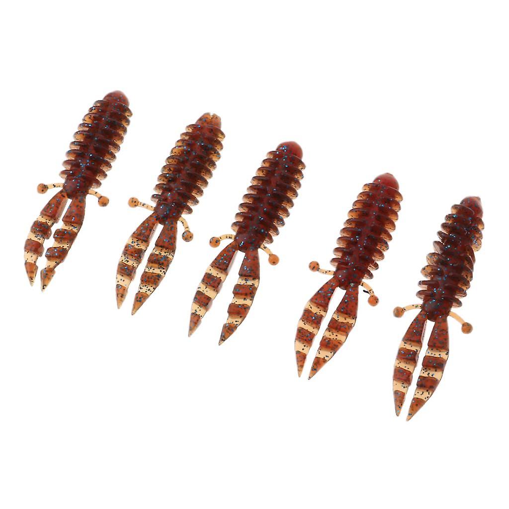 5 Pieces Bionic Soft Bubble Shrimp Artificial Fishing Baits Set Brown