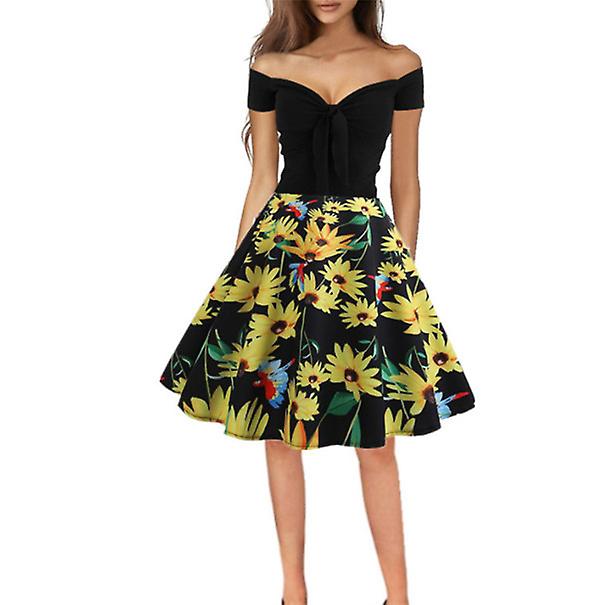 Explosive Fashion Outlet Women's Retro Dress With A Word Collar Sexy Off-the-shoulder Swing Skirt