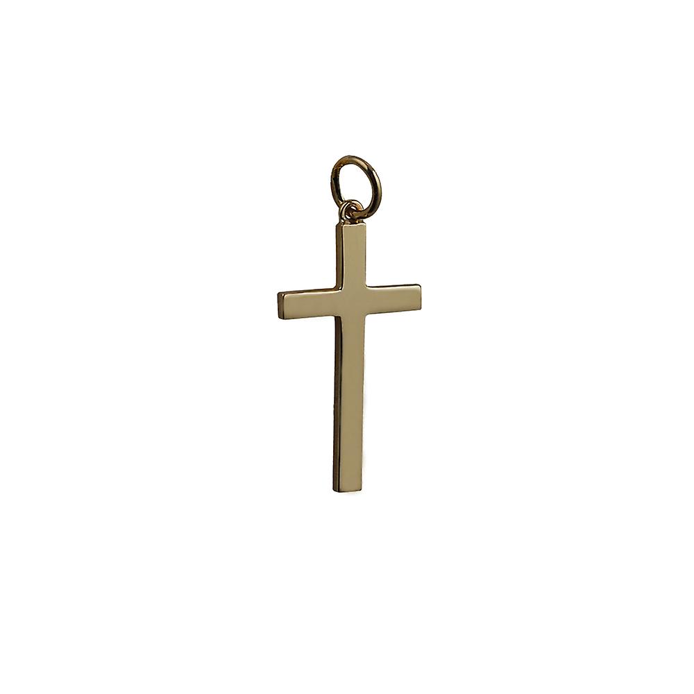 9ct Gold 25x15mm plain solid block Cross