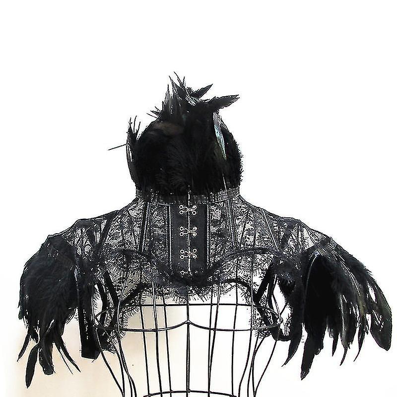 Estilo gótico Pluma Collar falso Pluma de ganso Chal Bufanda Vintag