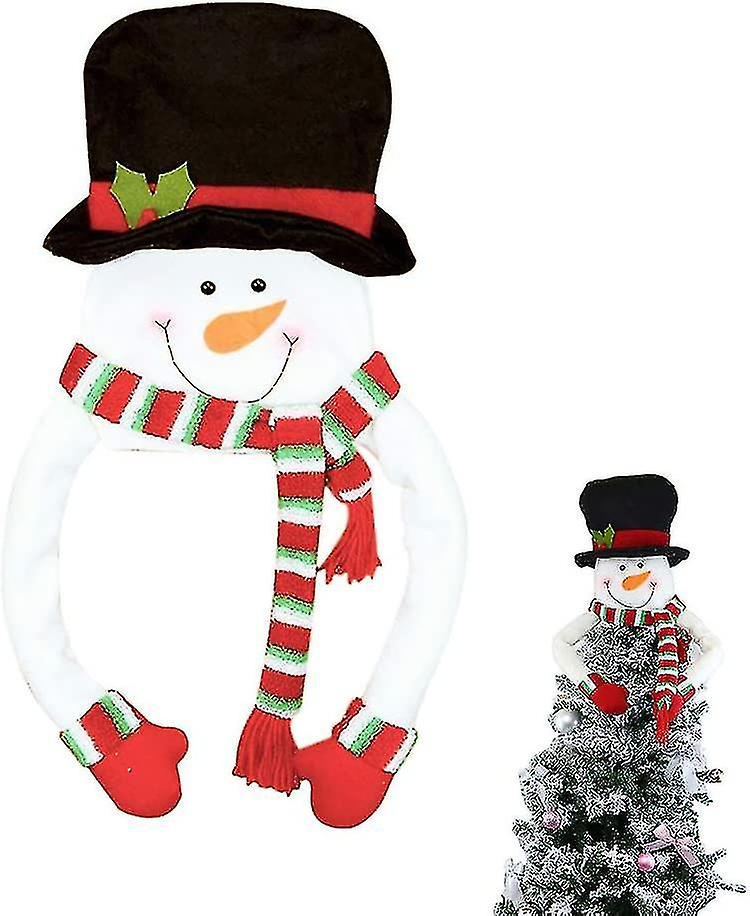 Christmas Tree Topper Snowman Hugger Large White Snowman Tree Topper Top Hat With Red Scarf Ornament Christmas Tree Decorations Xmas Holiday