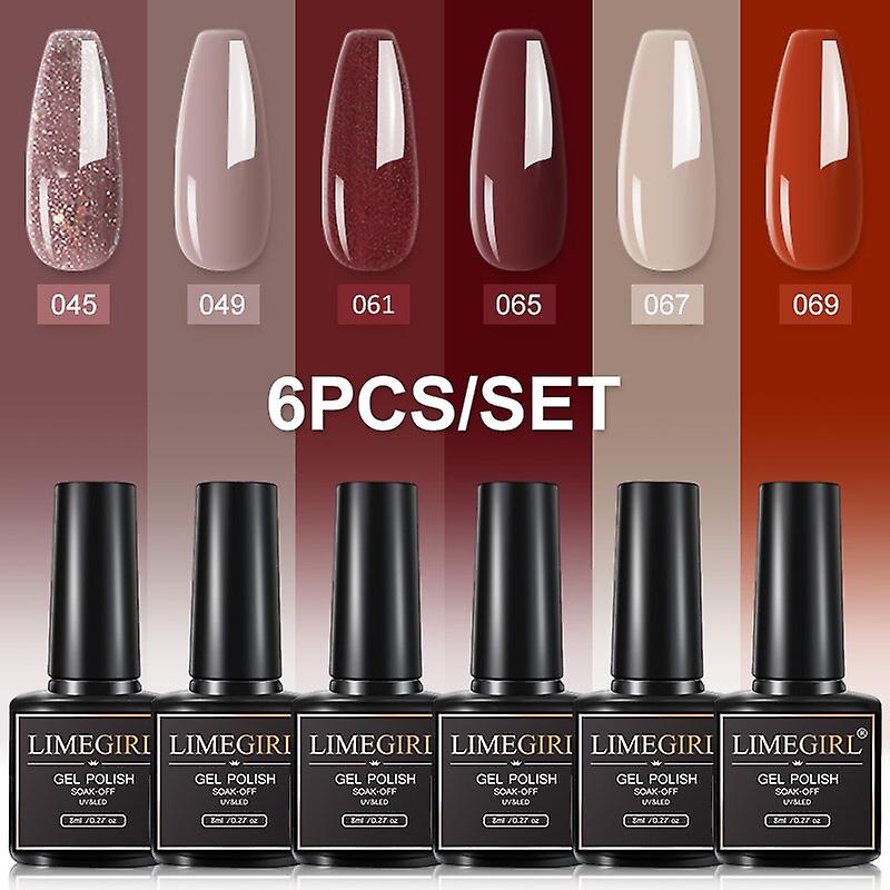 Gel Nail Polish Set Pure Color Nail Kit Glitter Semi Permanent Nail Art Base Top Coat Uv Led Gel Polish Set 8
