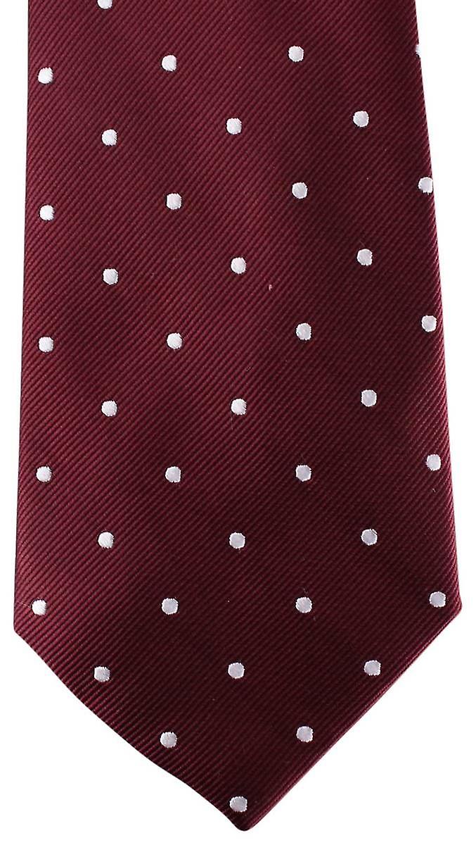 David Van Hagen Polka Dot Tie - Burgundy/White