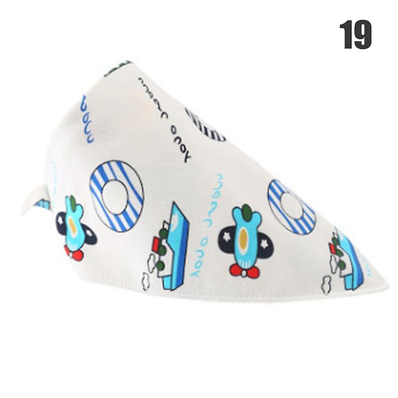 Baby Triangles Double Layer Cotton Saliva Towel Cartoon Printed Snap Button Triangles Saliva Towel