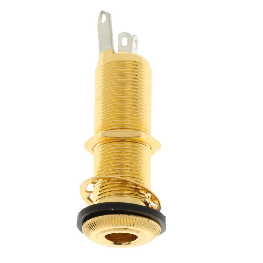 Guitar Bass Pickup Threaded Cylinder 6.35mm Jack Output Socket Golden