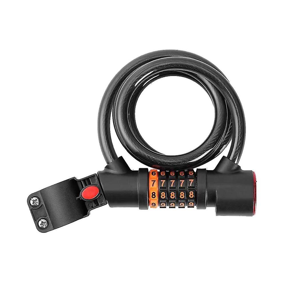 Bike Cable Lock With 5-digit Code Password Coiled Anti-theft Security With Taillight Bicycle Lock(t