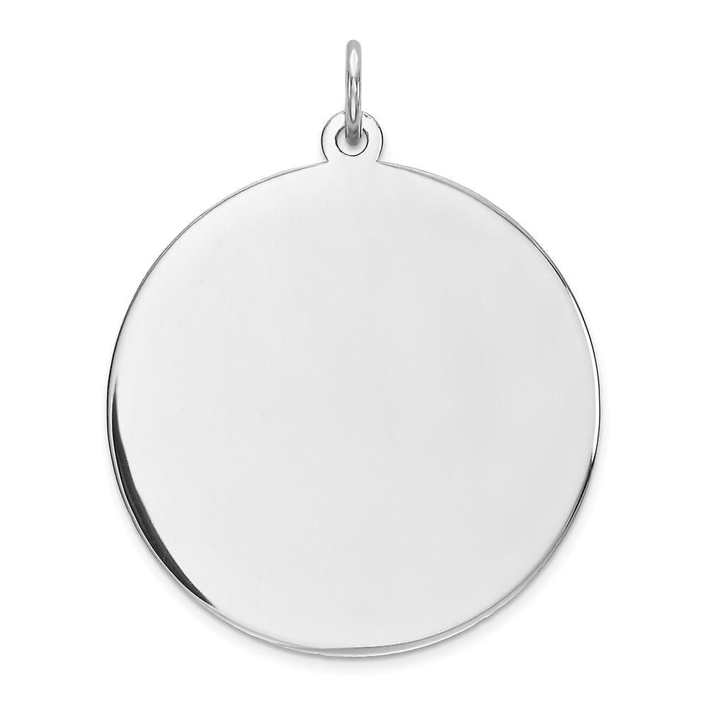 26mm 925 Sterling Silver Rhod Plated Eng. Rnd Polish Front Satin Back Disc Charm Pendant Necklace for Women