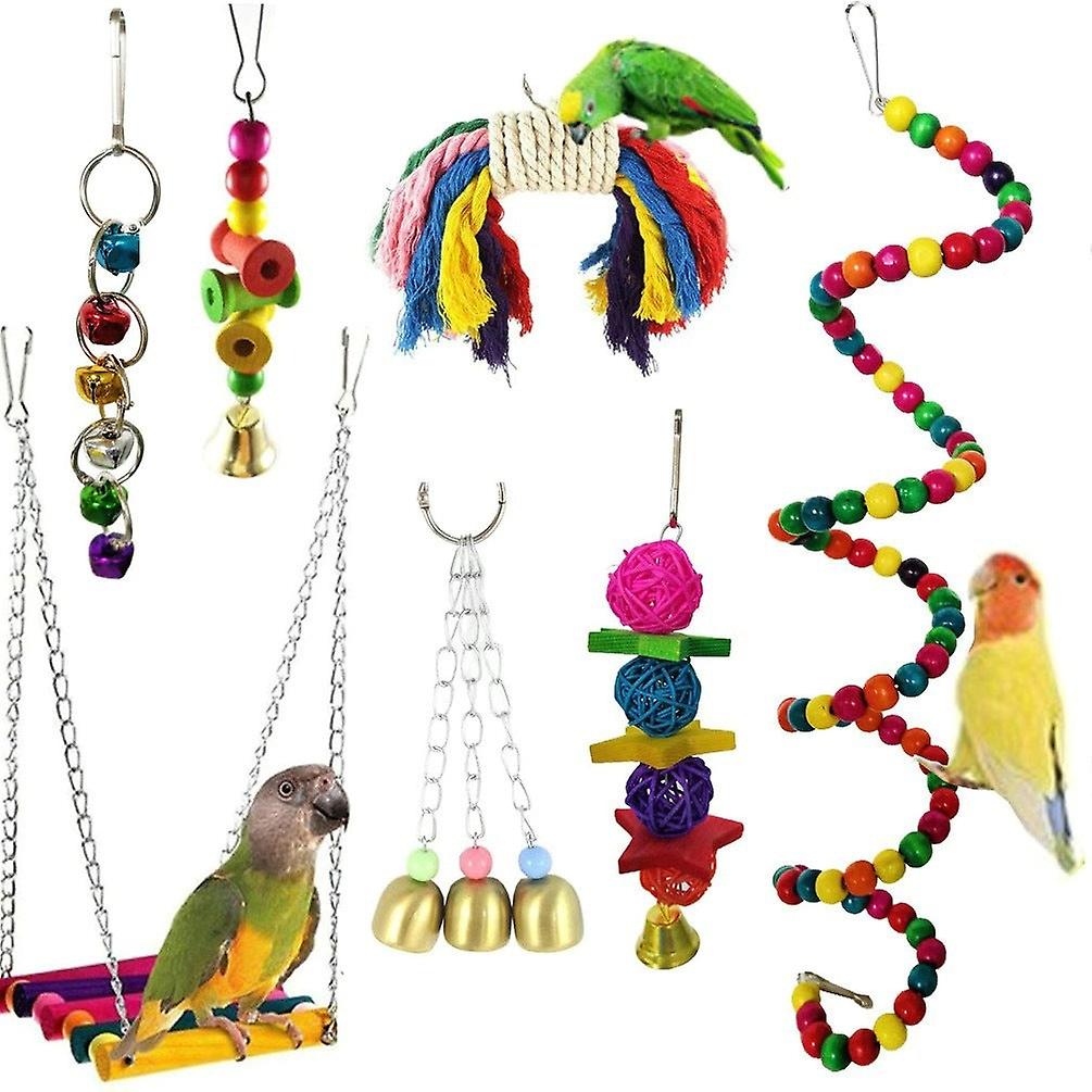 Safe Non Toxic Bird Toys Assembled Toys Parrot Bite 7 Piece Set