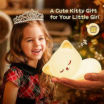 Morbido Silicone gatto sette colori luci notturne a LED USB ricaricabile per bambini Baby Kids Night Lamp creativo Cartoon Room Decor Light - Passione Gatto